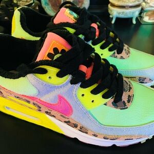 Nike Air Max 90 Lime and Leopard Sneakers. $80